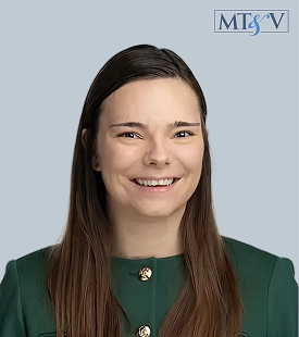 Portrait of a smiling woman with long brown hair, wearing a green blazer, against a light blue background (employee headshot). Haley  Miller, Tischler & Vislosky, P.C. Haley  Miller, Tischler & Vislosky, P.C.